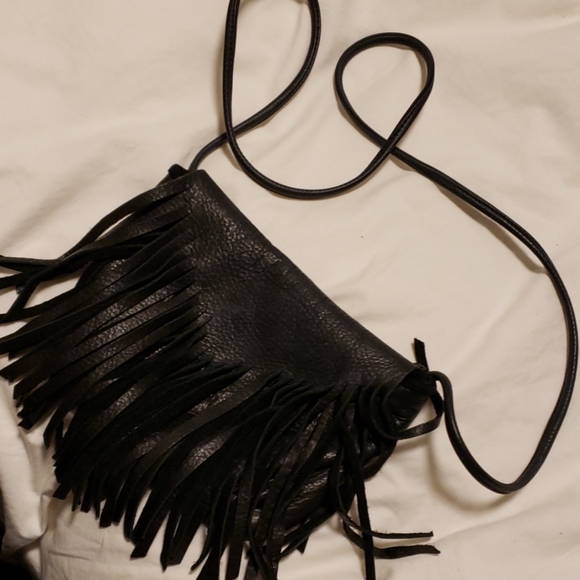 Borelli small fringe crossbody leather purse - Picture 2 of 4